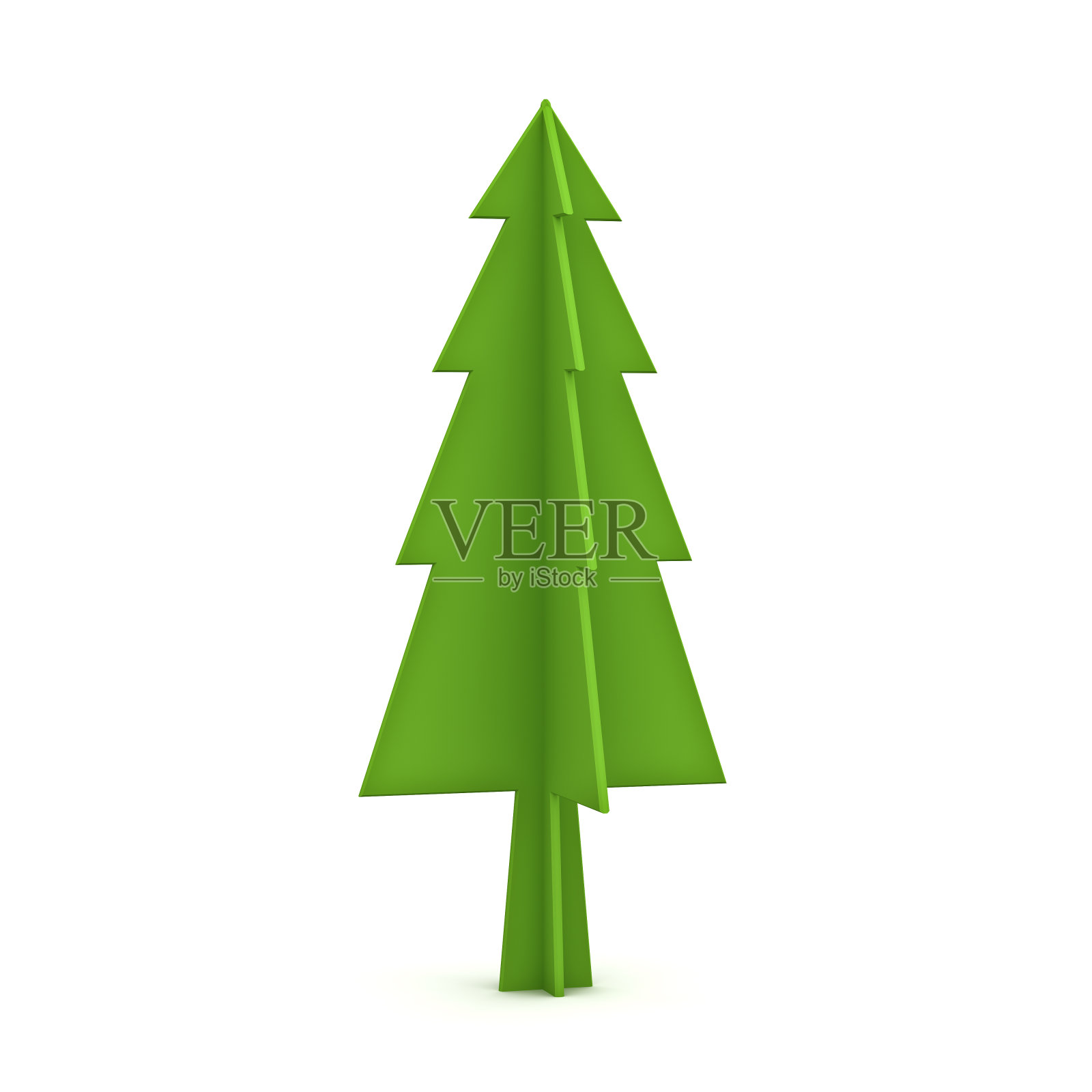 绿色圣诞树孤立在白色背景为圣诞节装饰3D渲染照片摄影图片