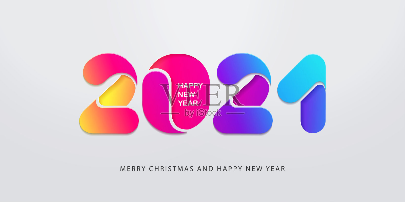 “2021年新年快乐”剪纸风格的横幅，用于季节性假日传单、问候和邀请、圣诞主题的祝贺和卡片插画图片素材