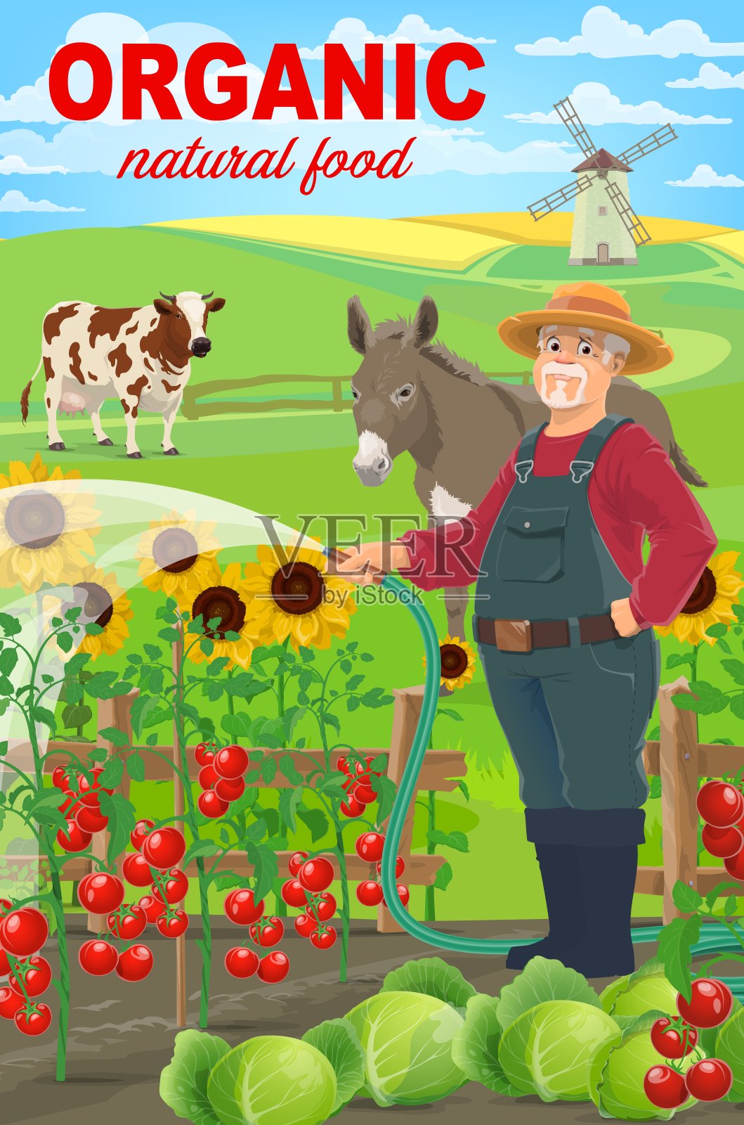 农场上的农民，农业农村工人插画图片素材
