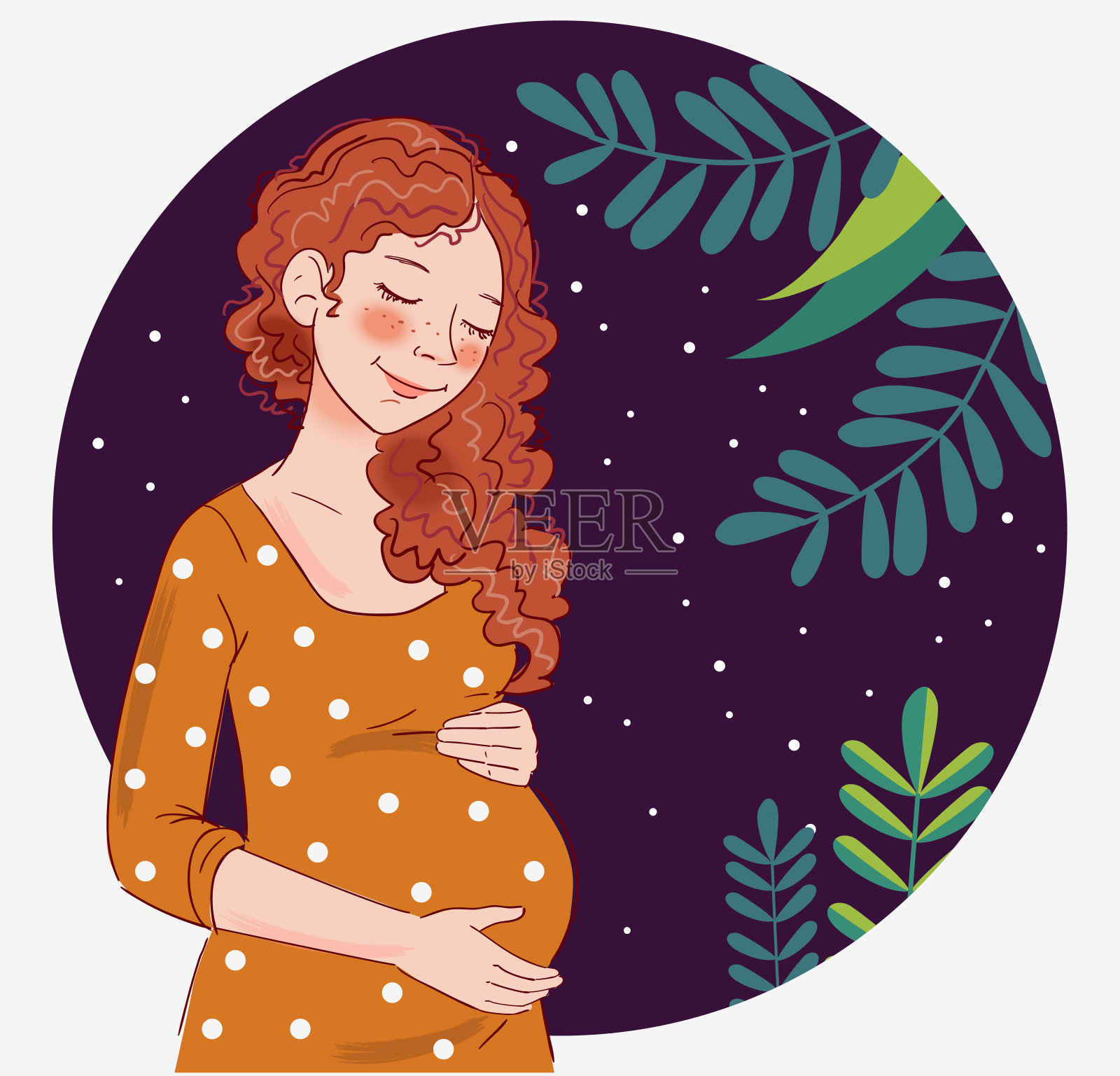 孕妇梦到孩子。母亲和怀孕矢量插图插画图片素材