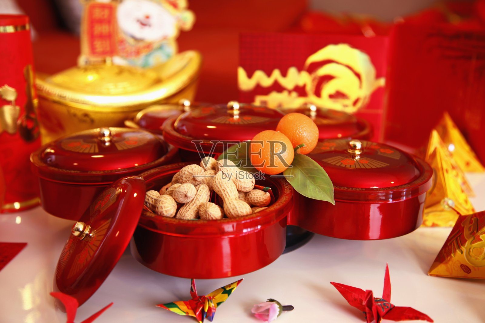 中国新年食物和装饰品照片摄影图片
