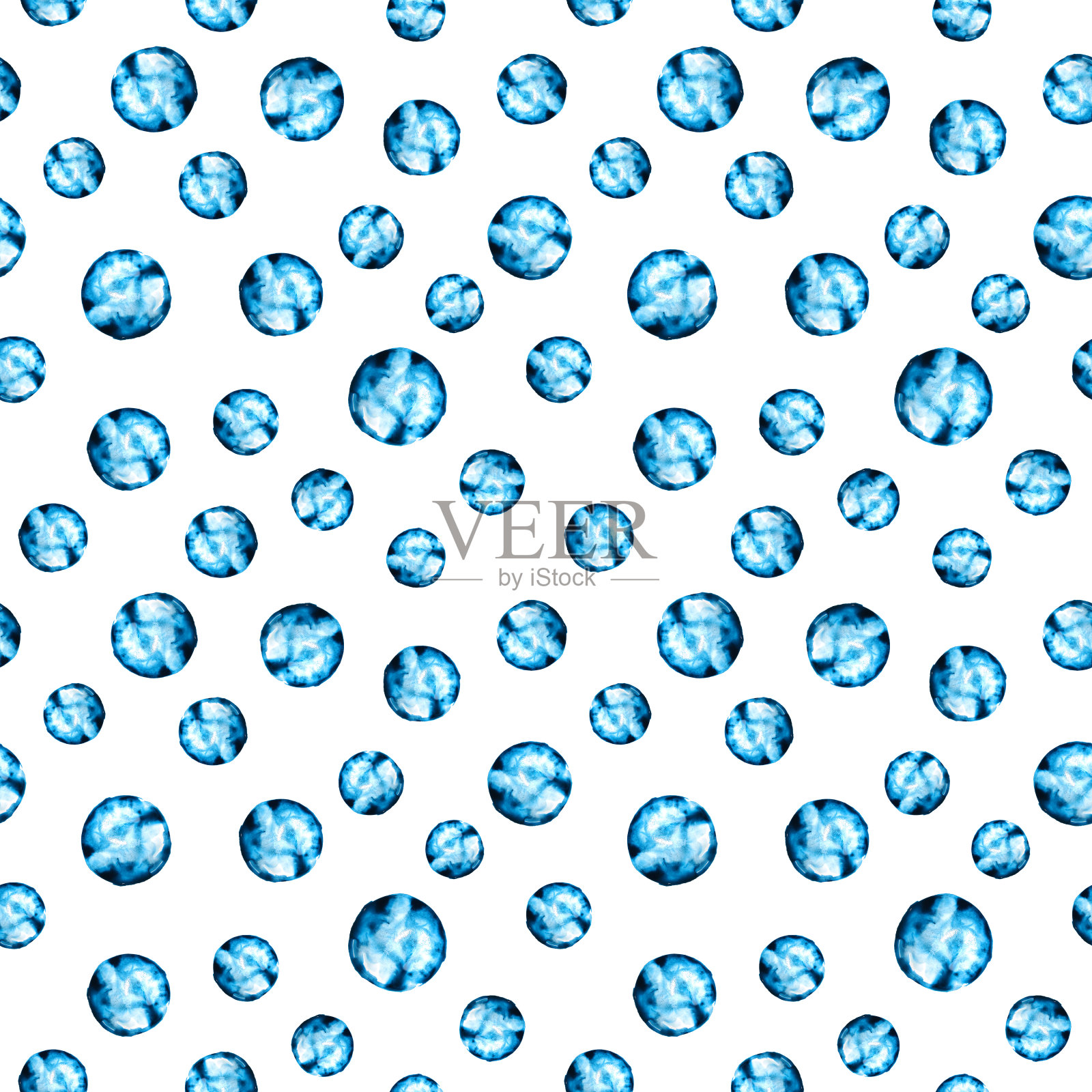 水彩藏青色斑点斑点气泡无缝图案插画图片素材