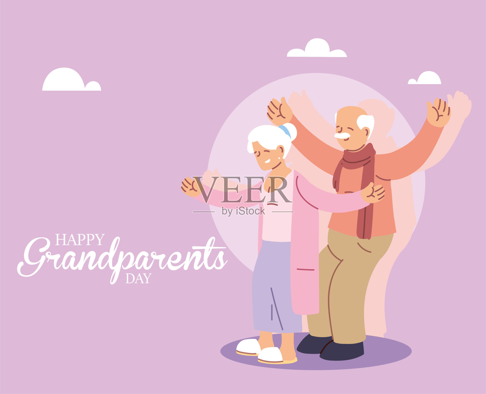 奶奶和爷爷的快乐爷爷的天向量设计插画图片素材