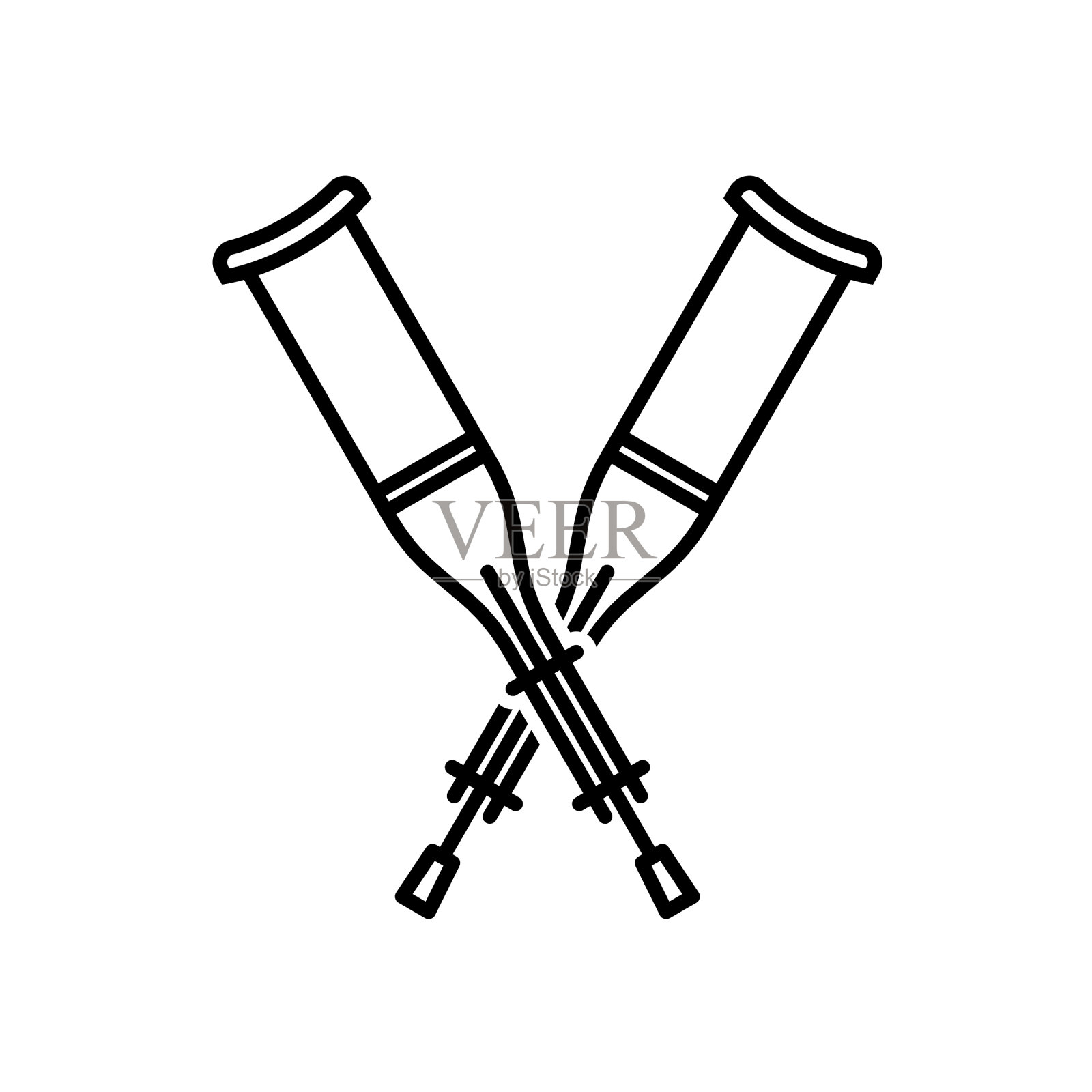 拐杖交叉图标行走拐杖标志设计元素图片