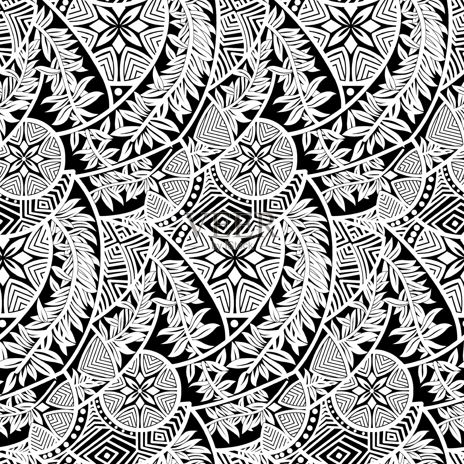 大马士革孤立的涡纹涡纹矢量花装饰插画图片素材_ID:419769230-Veer图库