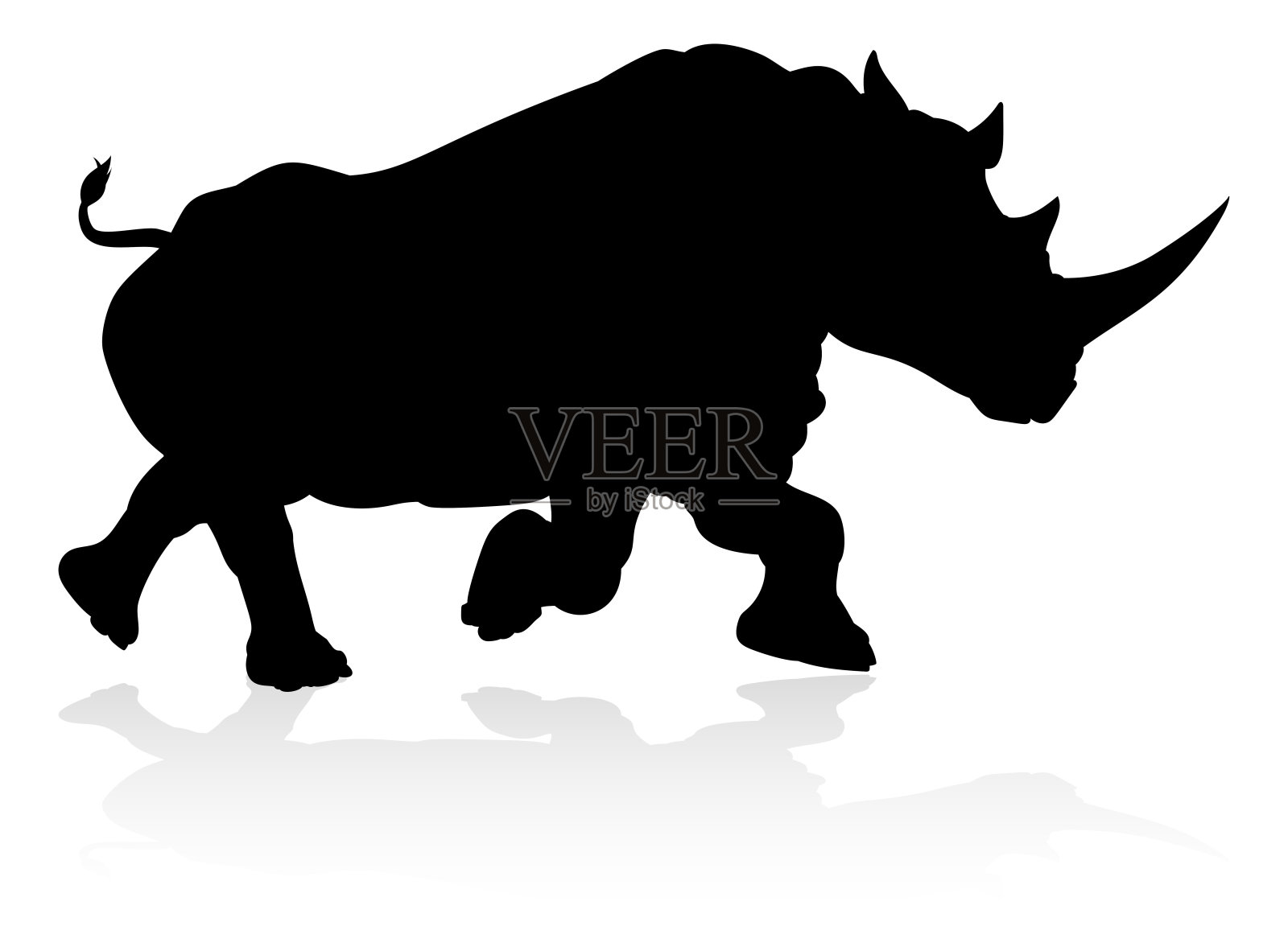 犀牛的插图话矢量素材黑白条纹野生动物素材