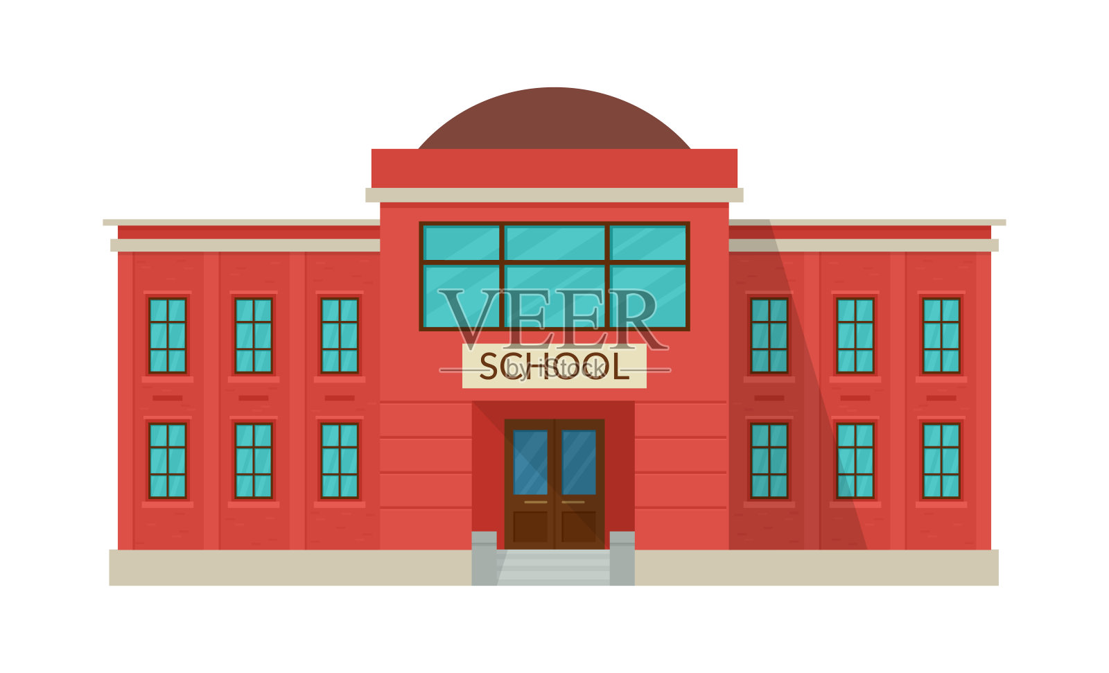 学校建筑外部孤立的白色背景。公立教育机构。插画图片素材