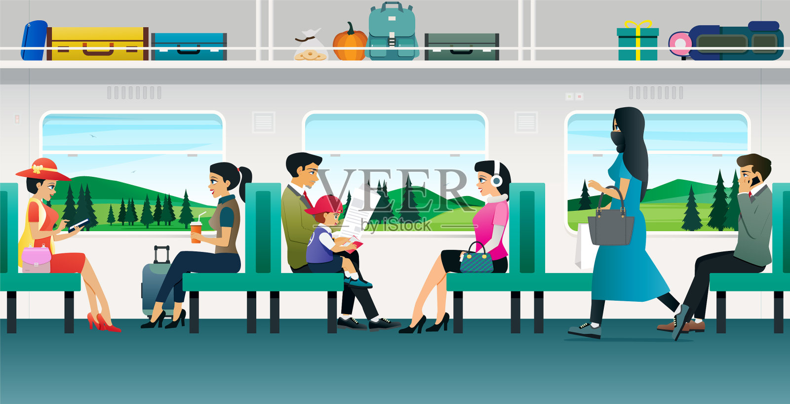 火车旅行插画图片素材