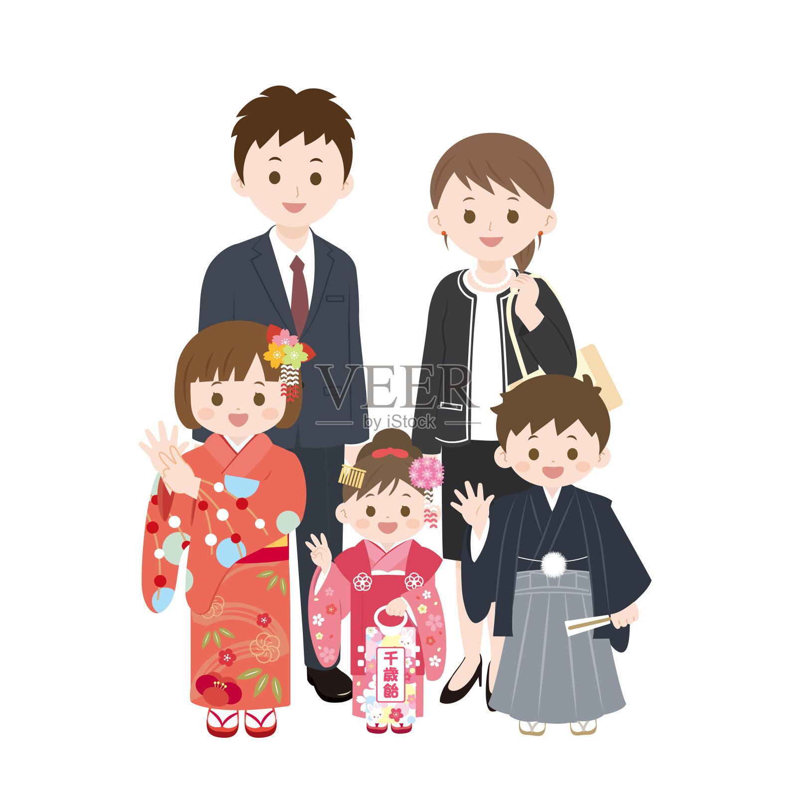 Shichi-go-san与家人设计元素图片