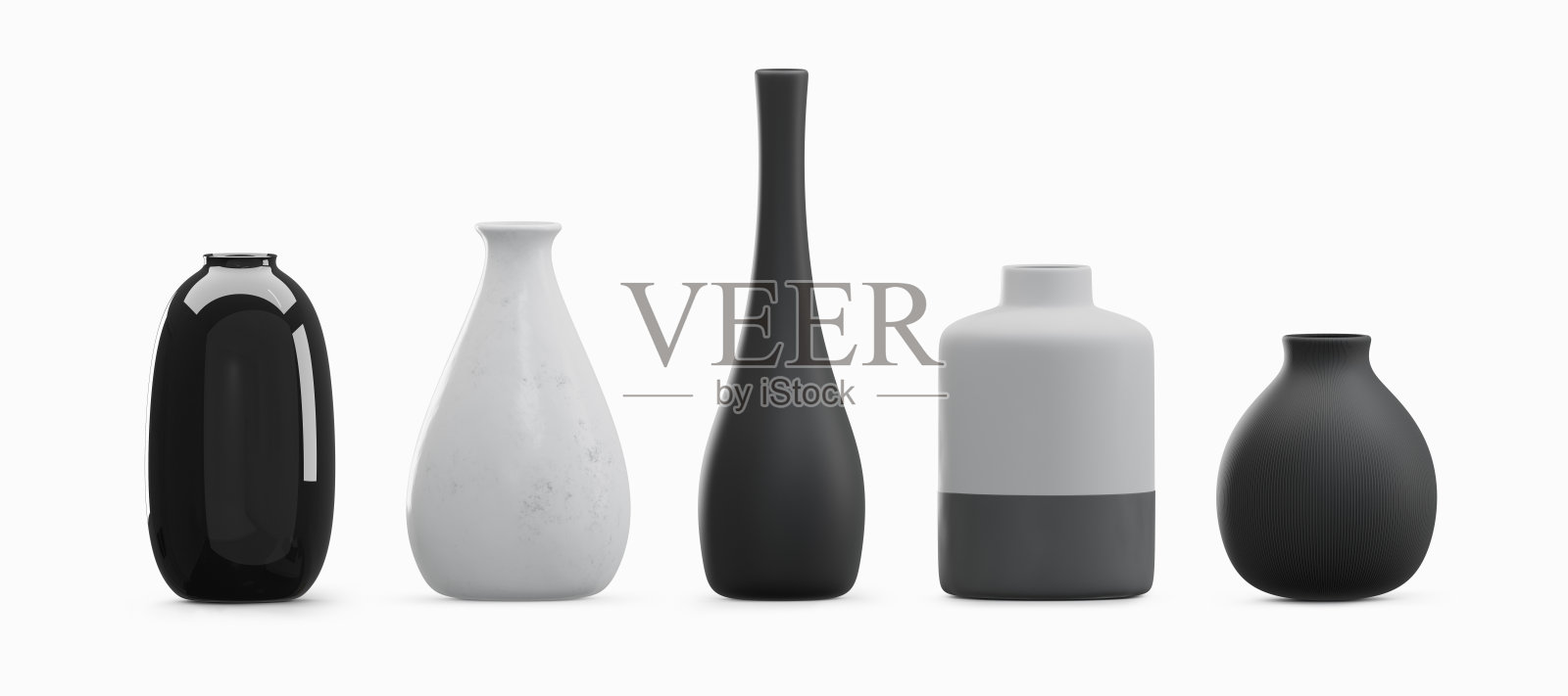 各种类型的花瓶孤立在白色背景上照片摄影图片