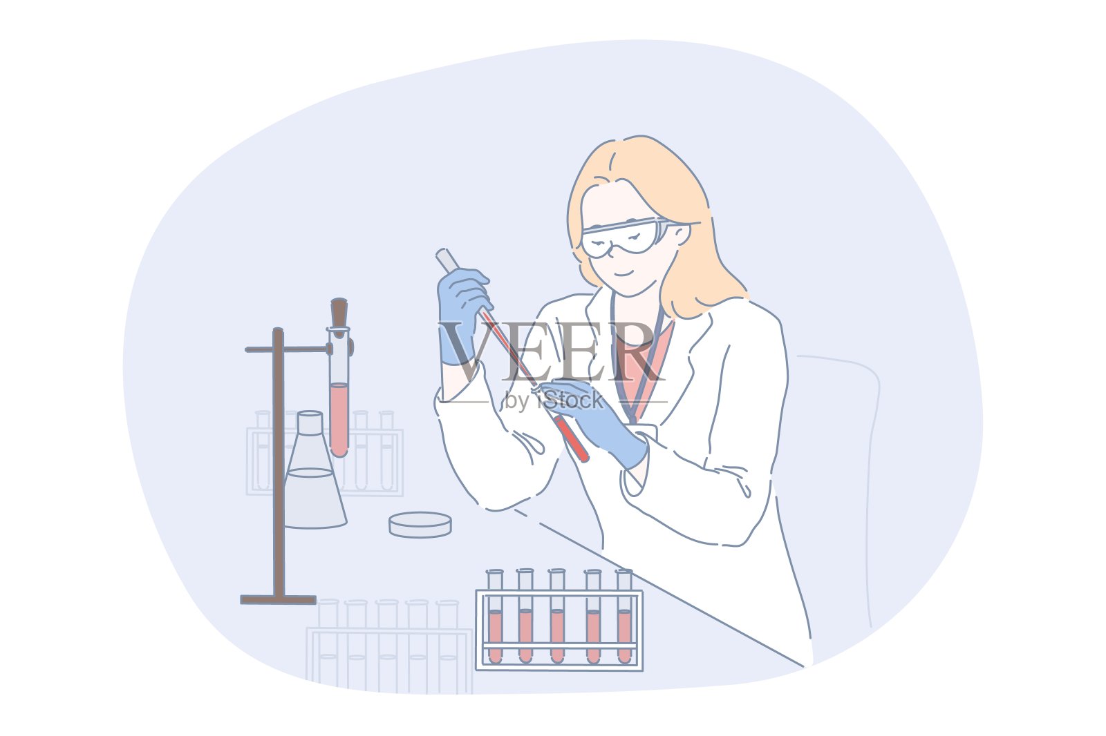 科学、化学、分析、冠状病毒、实验概念插画图片素材