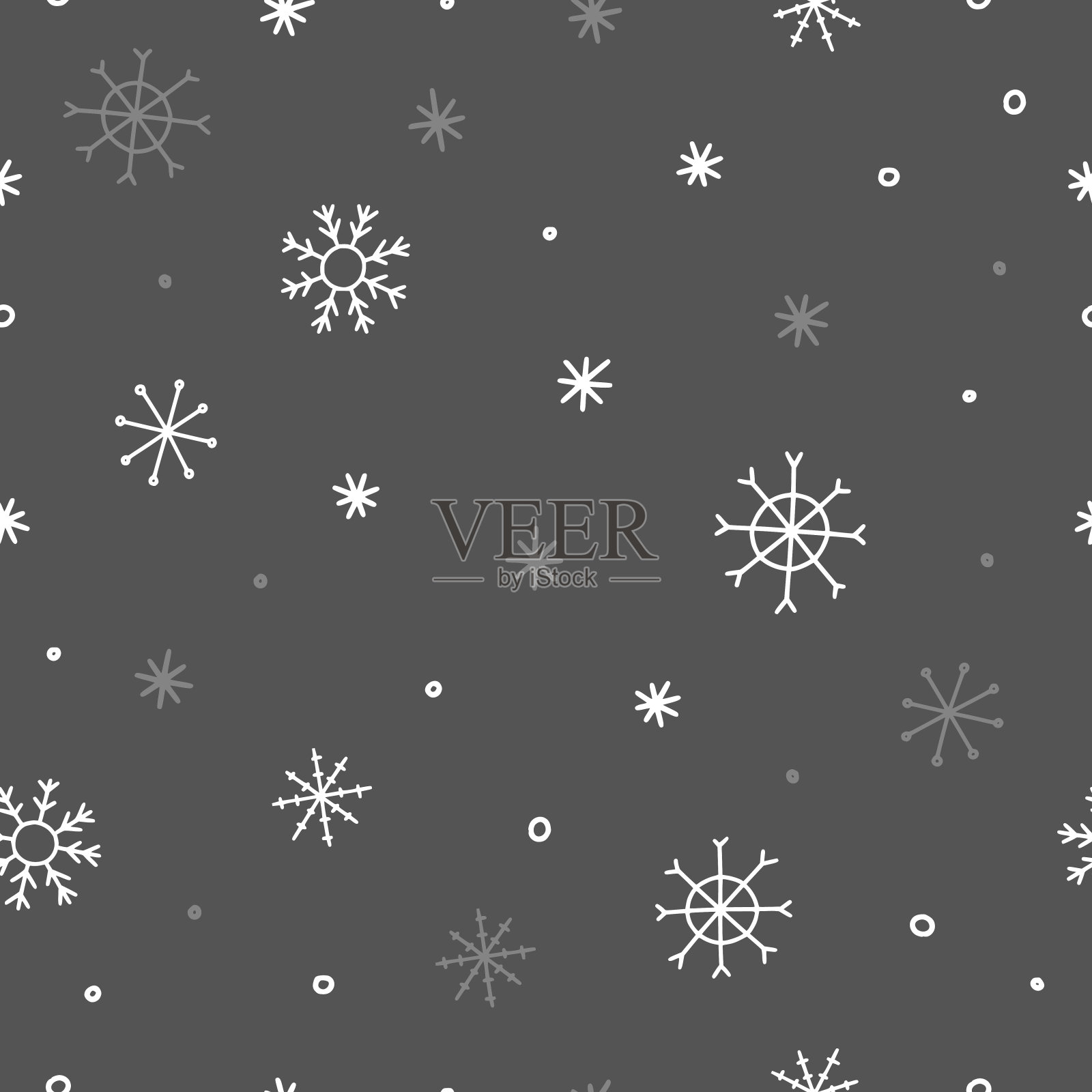 雪花无缝模式。矢量背景与雪花。冬天的背景与飘落的雪插画图片素材