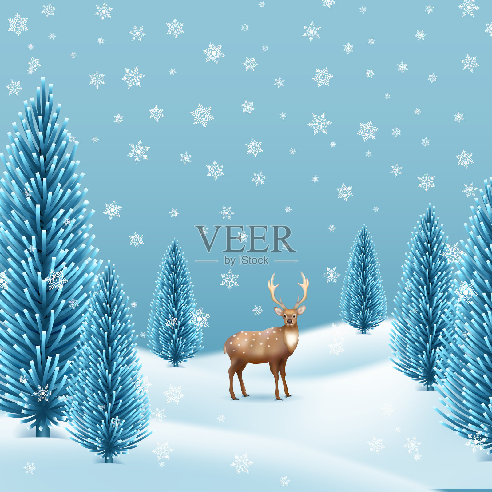 圣诞假期冬季景观插画图片素材