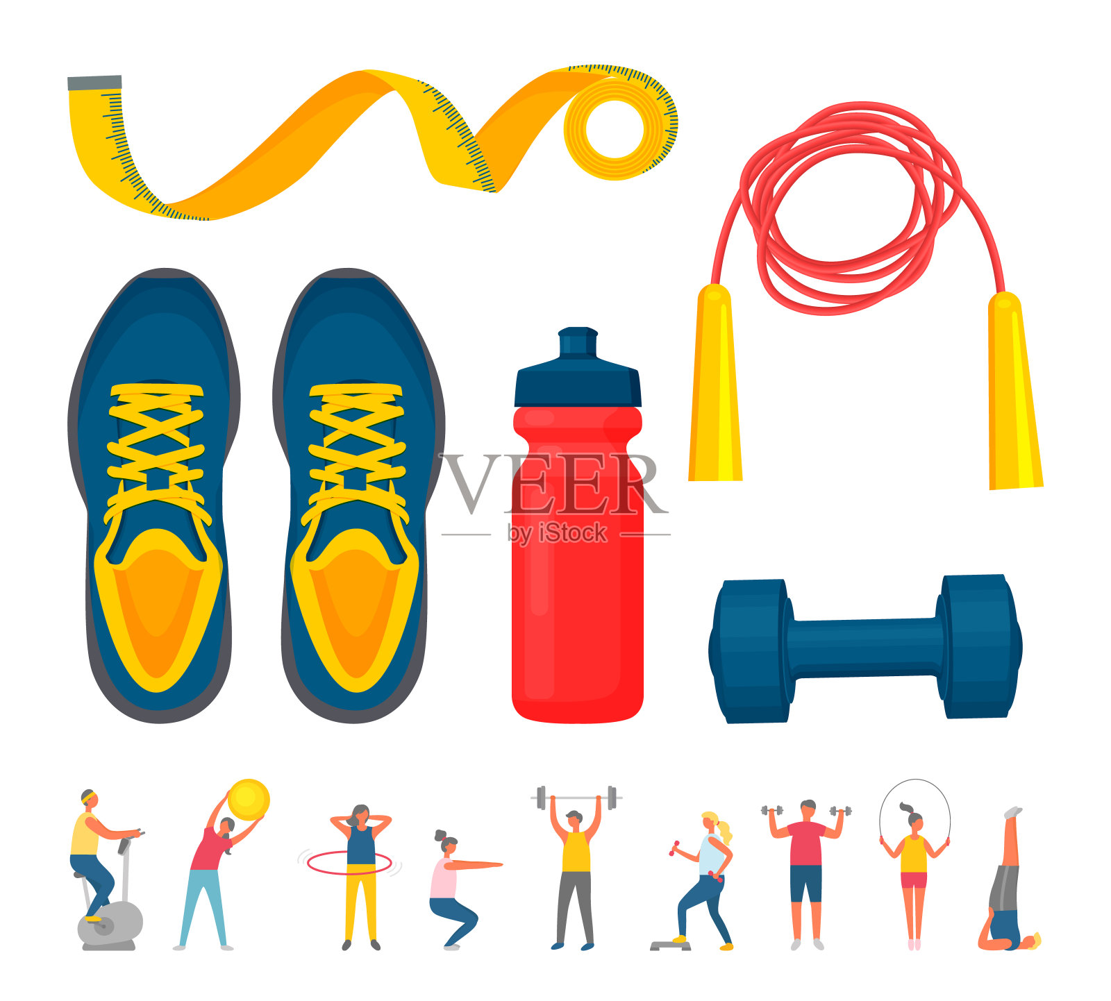 采购产品训练设备，运动人士，健身向量插画图片素材