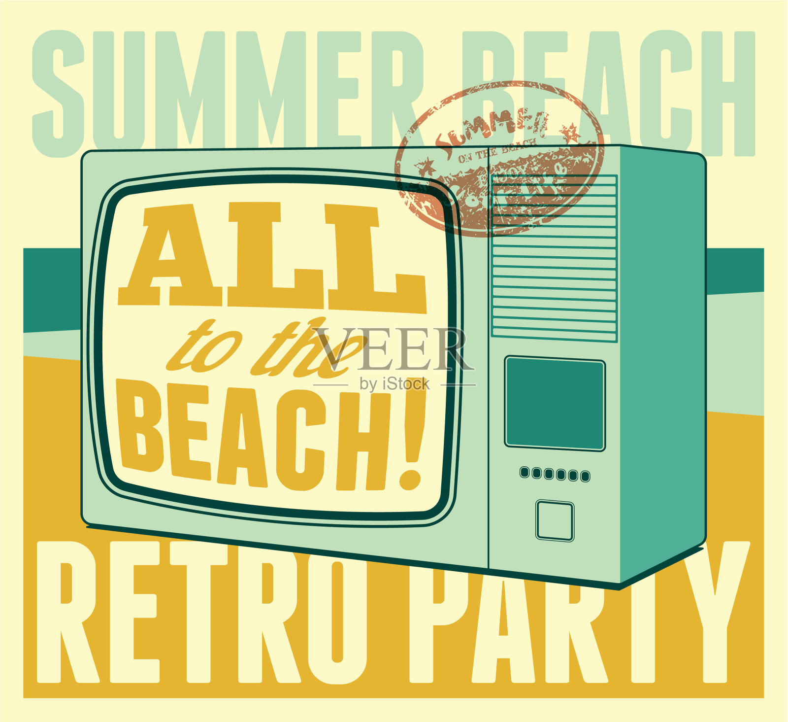 夏季海滩复古派对排印海报设计模板素材