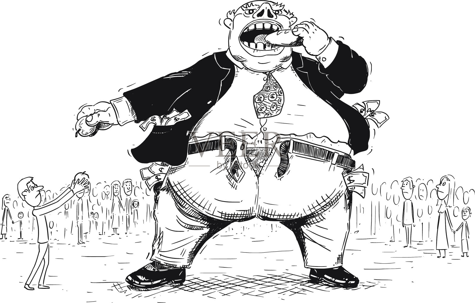 卡通胖富翁，商人或资本家插画图片素材