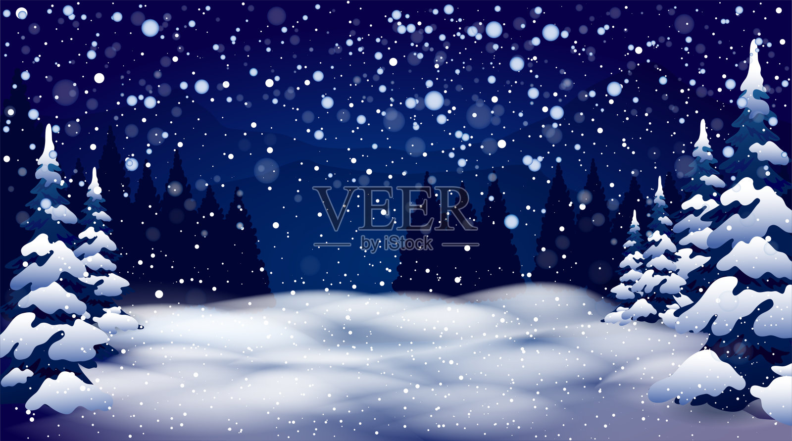圣诞贺卡的冬日仙境背景。插画图片素材
