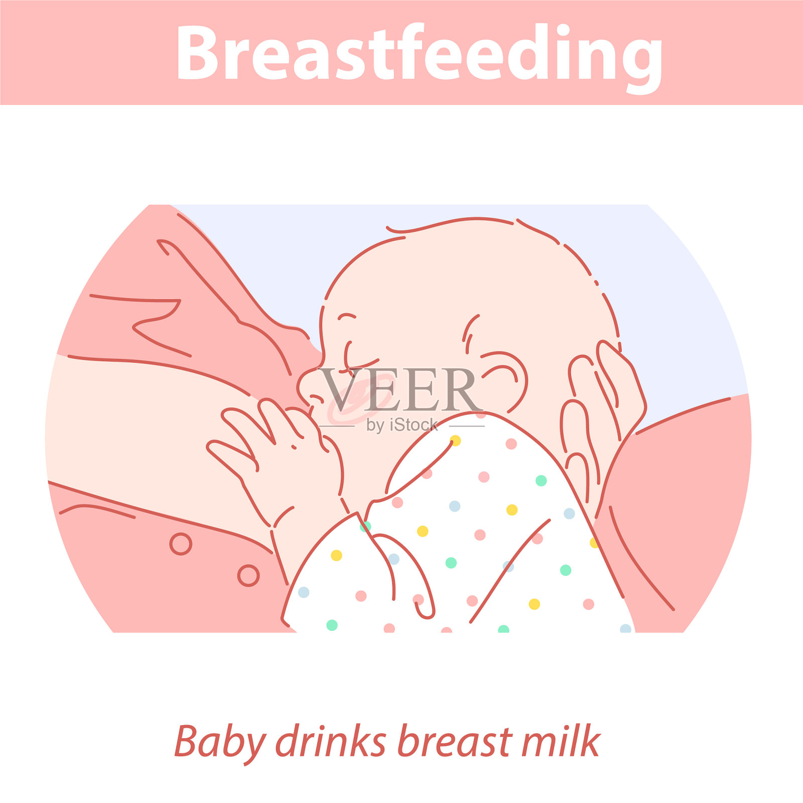 母乳喂养或母亲喂养新生儿设计元素图片