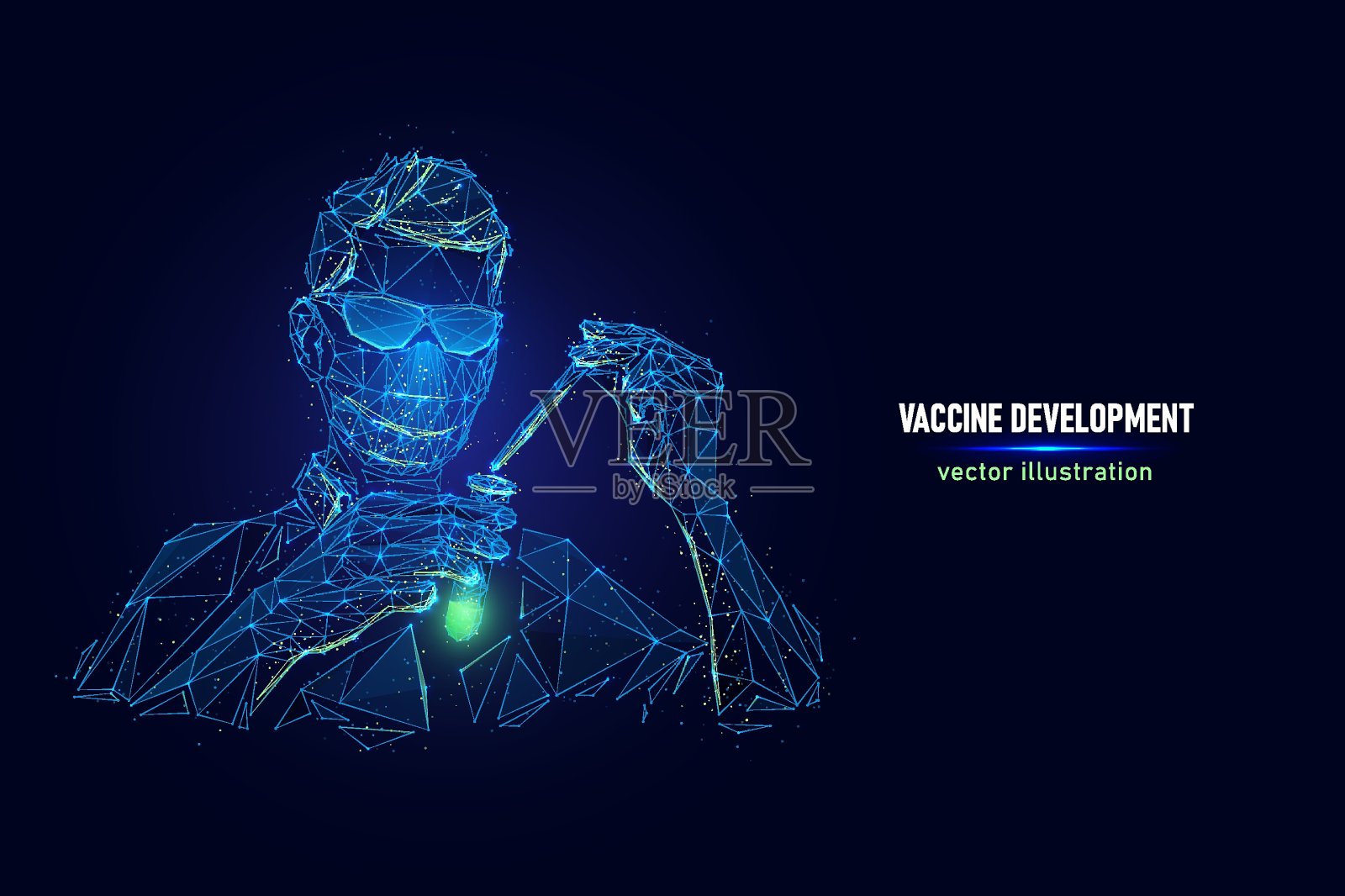病毒疫苗研制低聚矢量图。插画图片素材