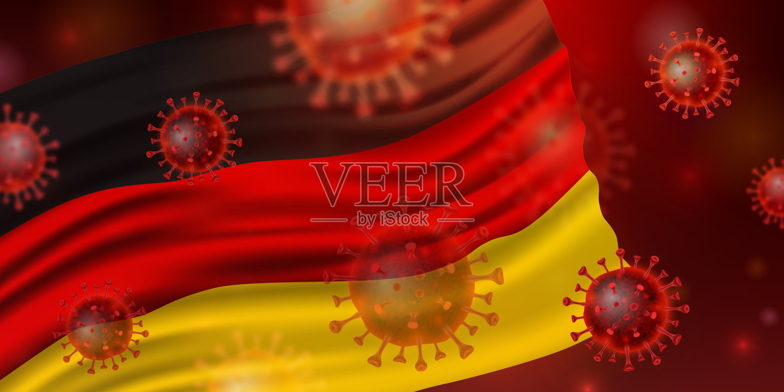 冠状病毒概念与德国国旗。插画图片素材