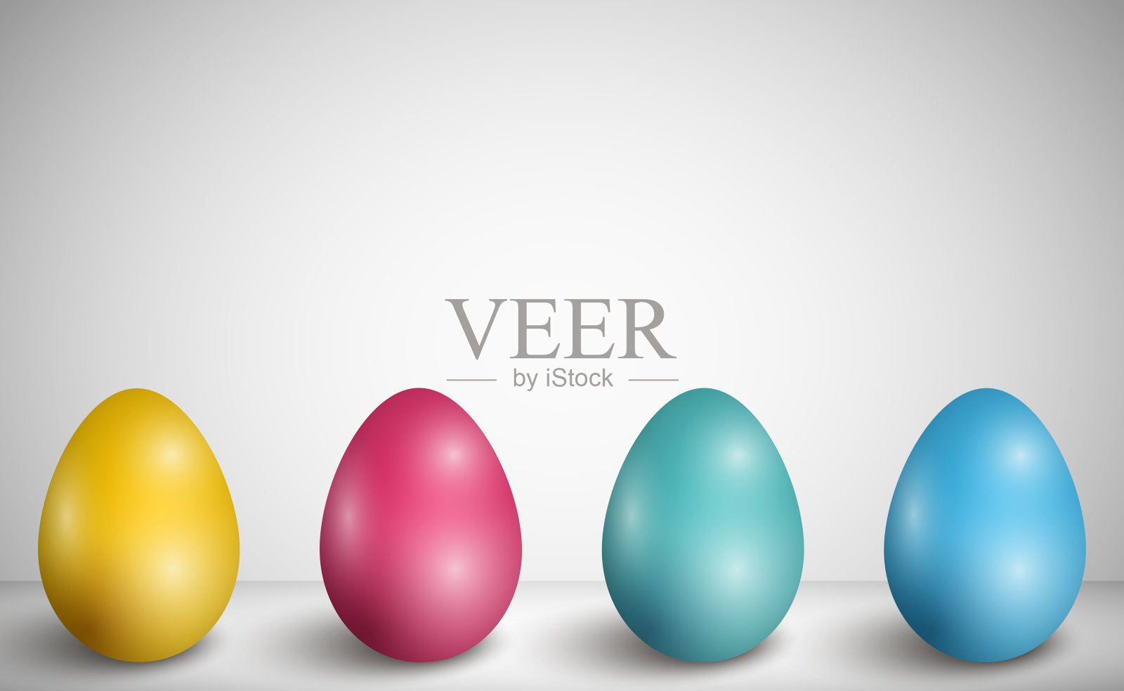 抽象插图的多色鸡蛋与不同的阴影在一个灰色的背景-向量插画图片素材