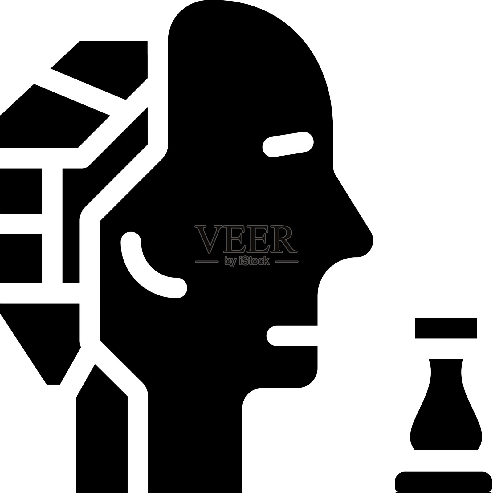 机器人头部大脑玩象棋字形图标插画图片素材