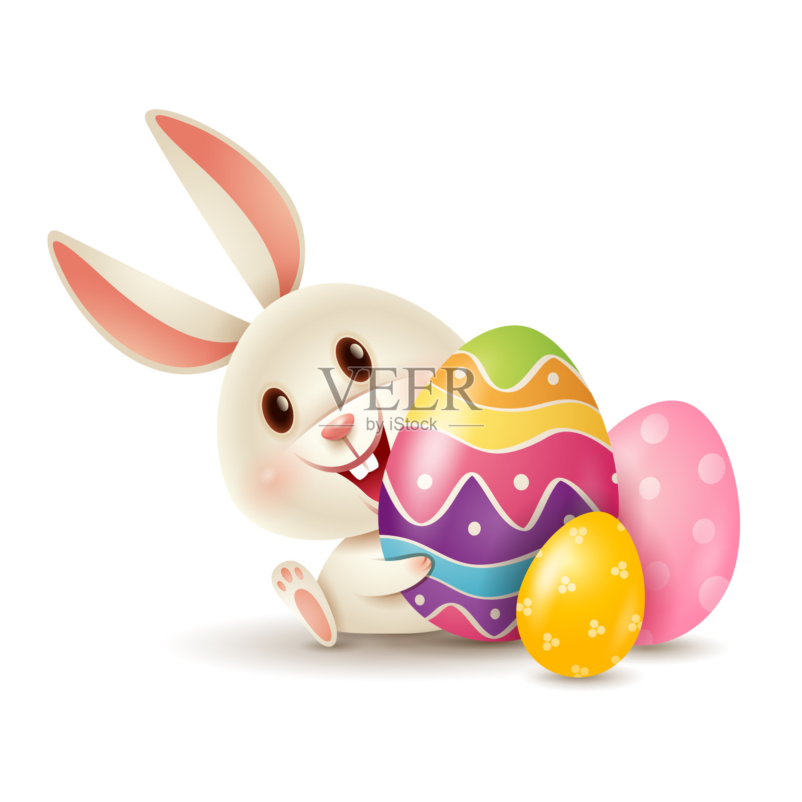 复活节兔子和复活节彩蛋。孤立。设计元素图片