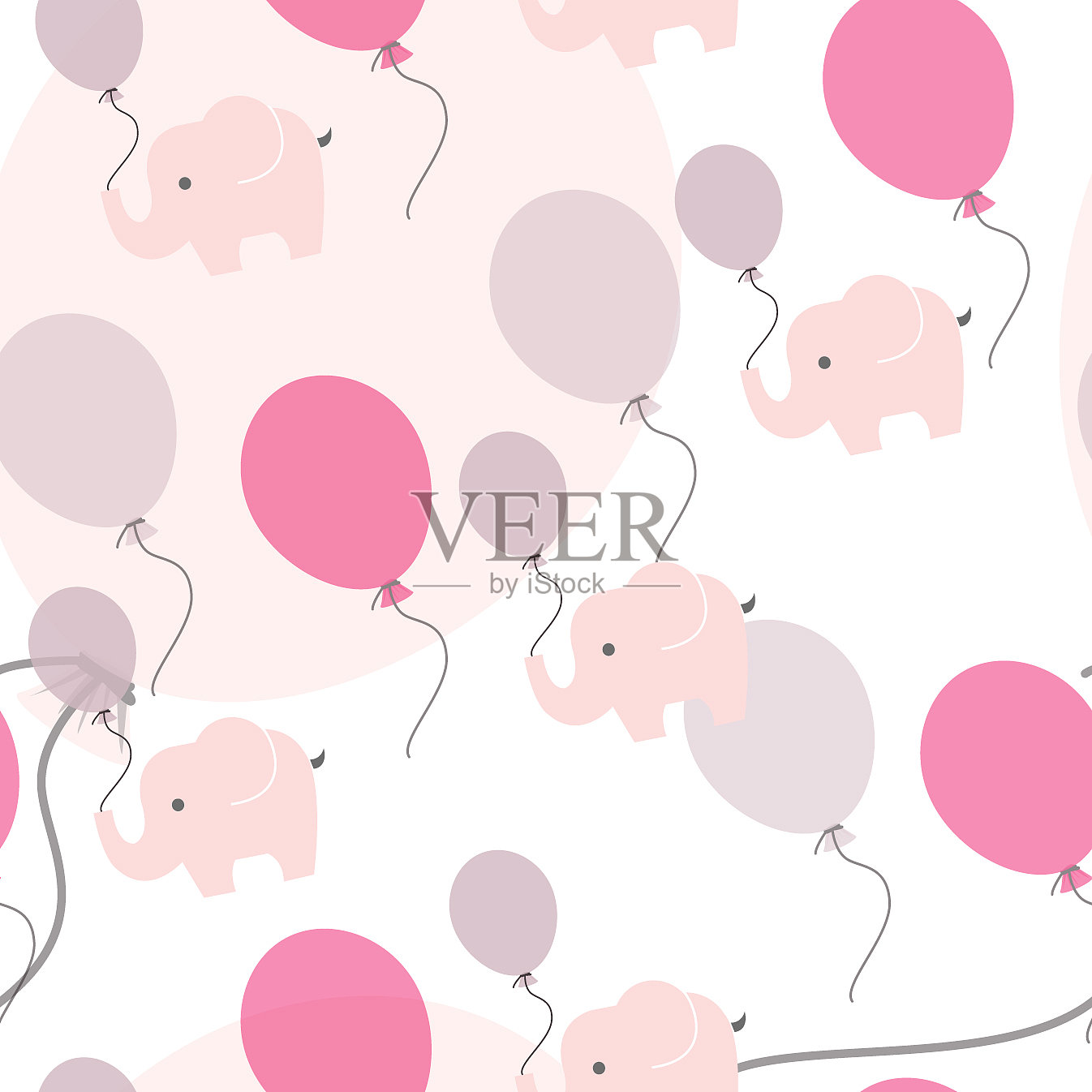 粉色大象无缝图案插画图片素材