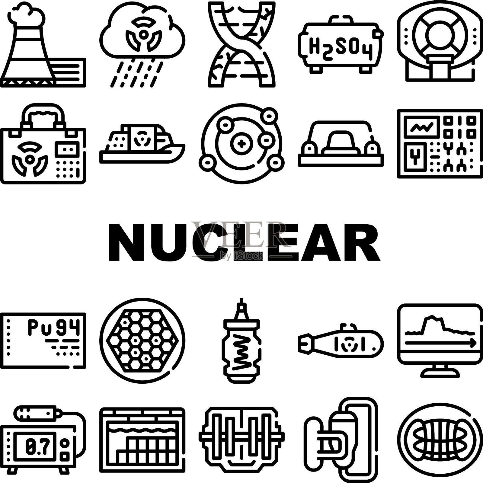 核能能量收集图标集图标素材