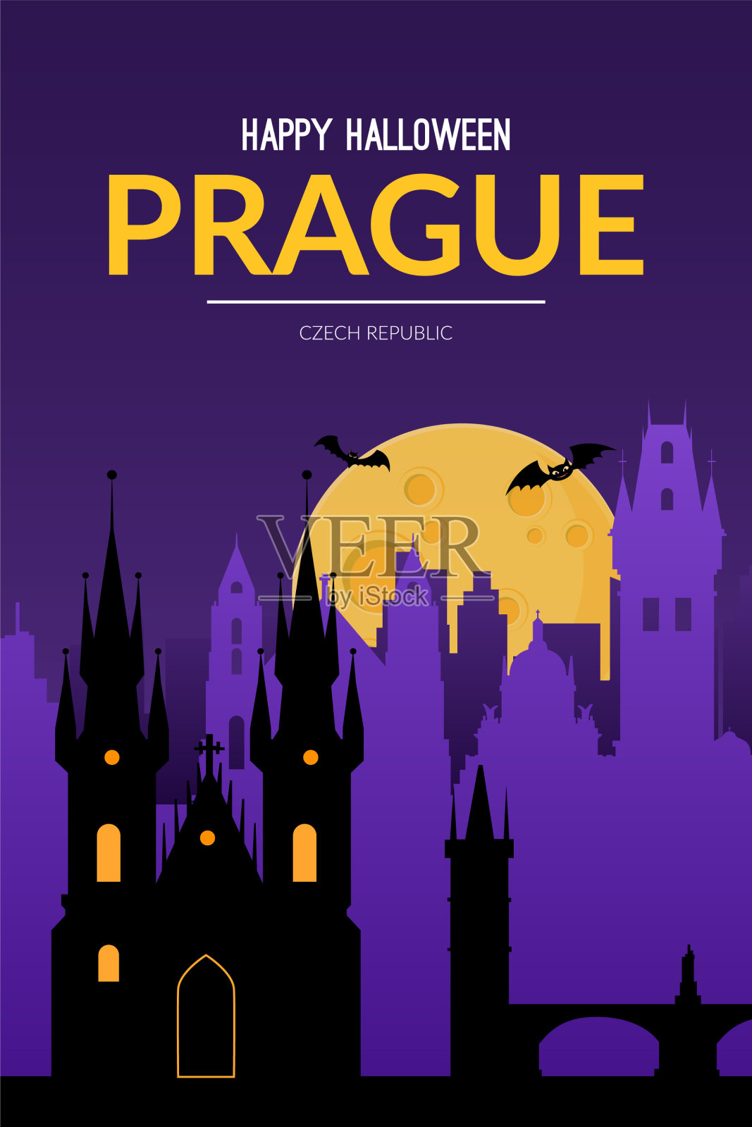 捷克共和国布拉格万圣节背景设计模板素材