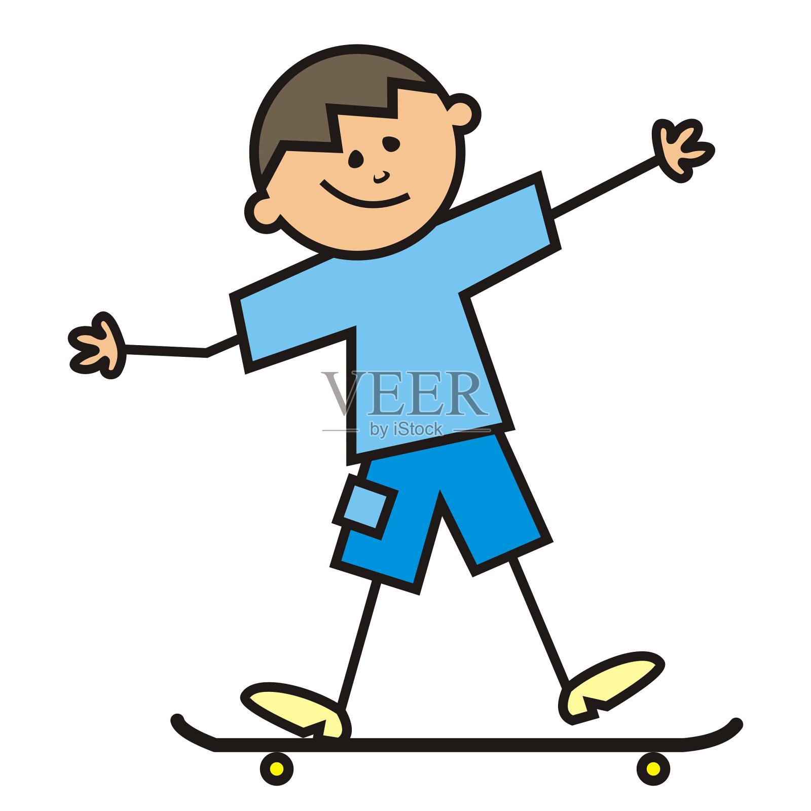 滑板上的男孩，矢量插图插画图片素材