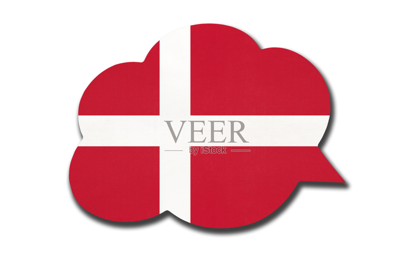 以丹麦国旗为背景的三维语音泡泡。讲并学习丹麦语。插画图片素材