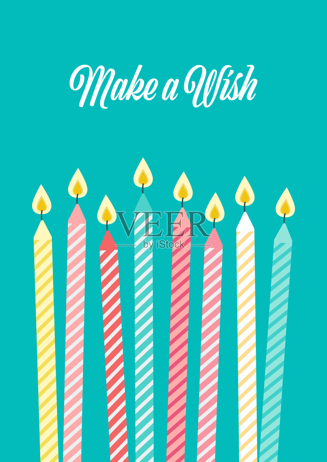 一套彩色生日蜡烛在平的风格插画图片素材