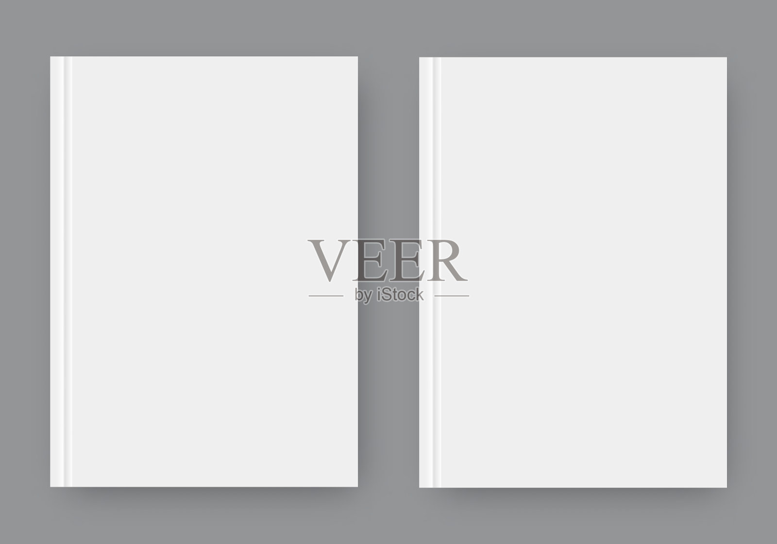 两套白色现实的空白页与阴影。为您的设计模拟模板。矢量图设计模板素材