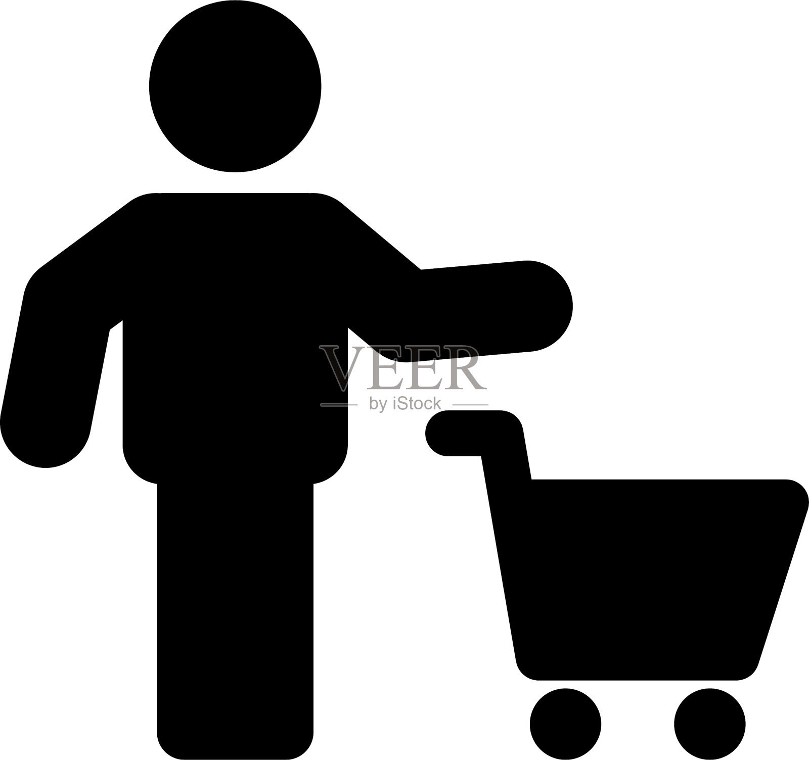 购物图标男性与购物车符号在一个图标素材