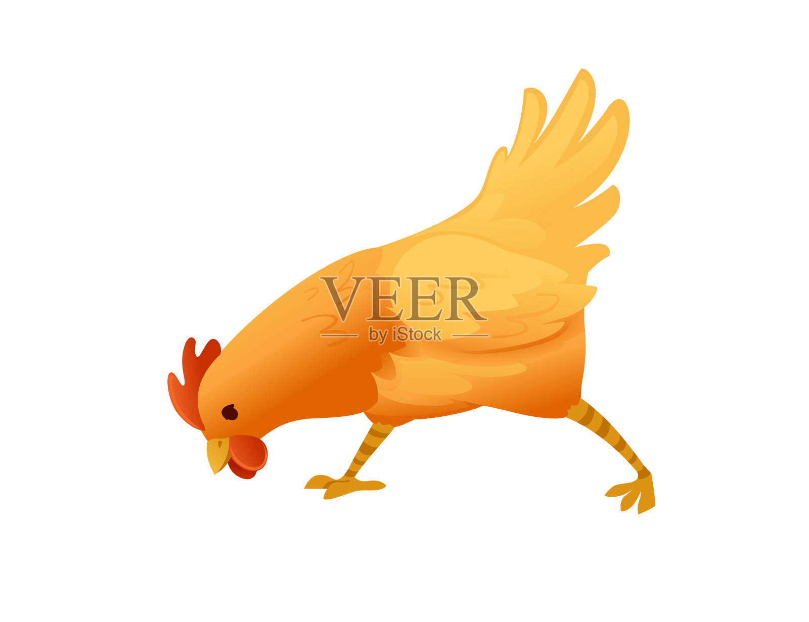 可爱的黄色公鸡农场农业母鸡公鸡卡通动物设计平面矢量插图设计元素图片