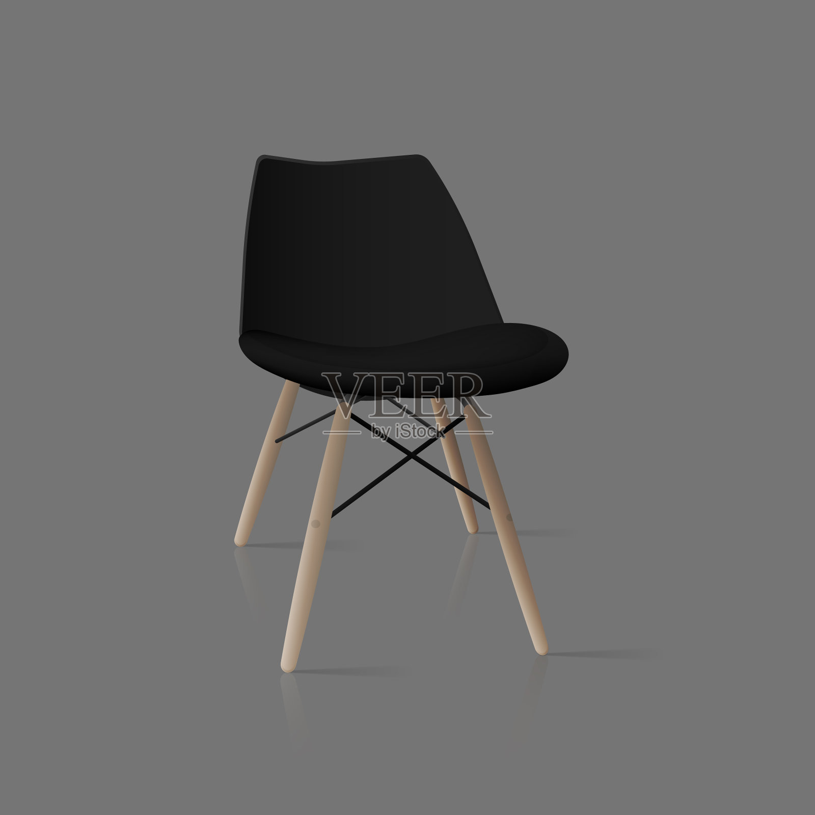 黑色扶手椅阁楼风格的现实椅子插画图片素材