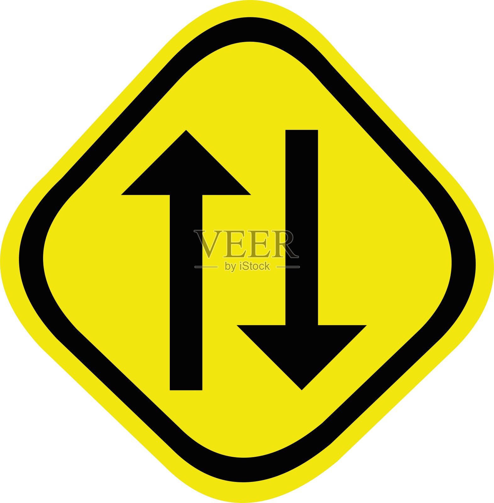 矢量插图的道路标志表情符号-双向交通设计元素图片