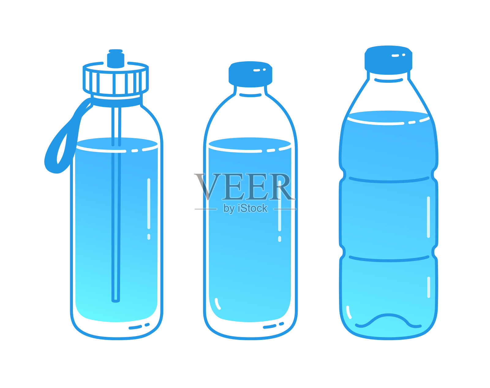 矢量插图集的瓶子的水插画图片素材