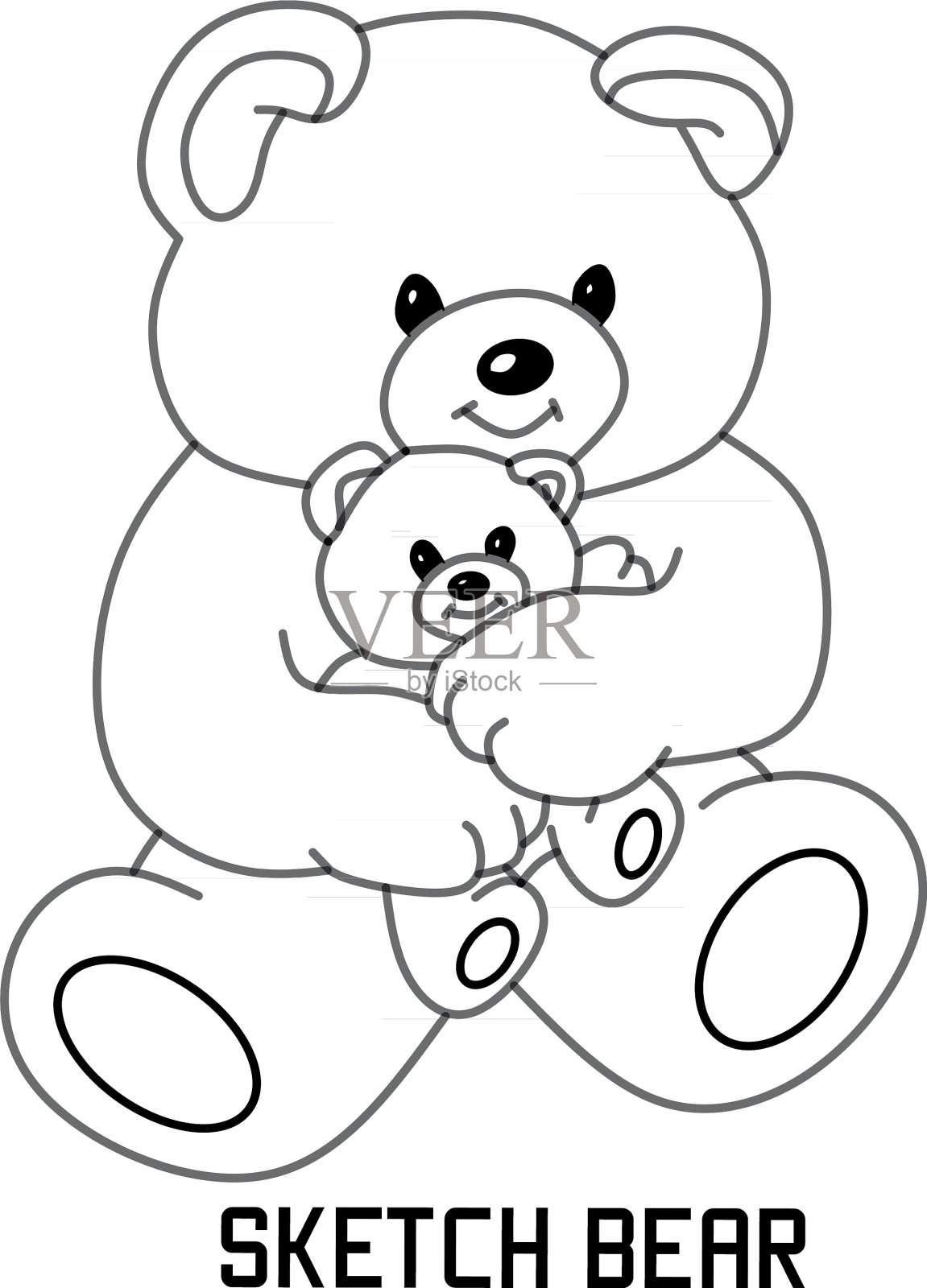 可爱的熊简单的素描设计元素图片