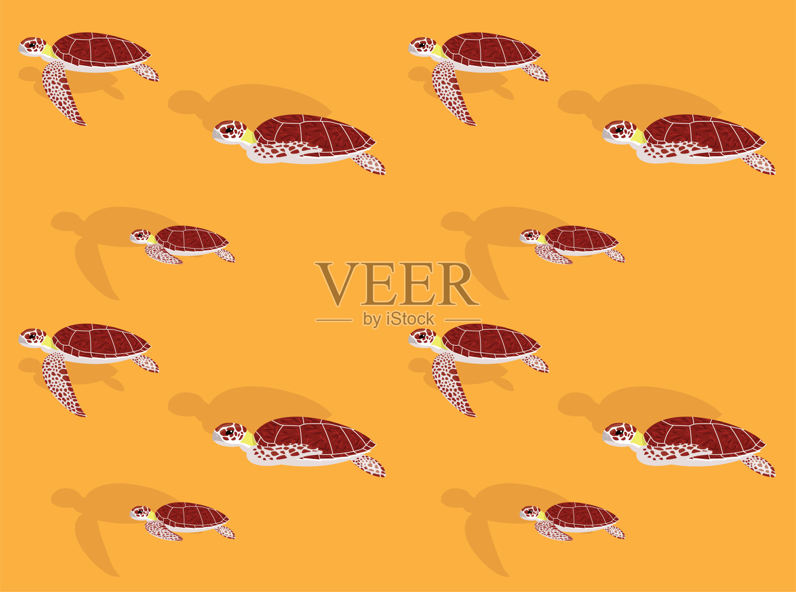 海龟玳瑁动画矢量无缝壁纸插画图片素材