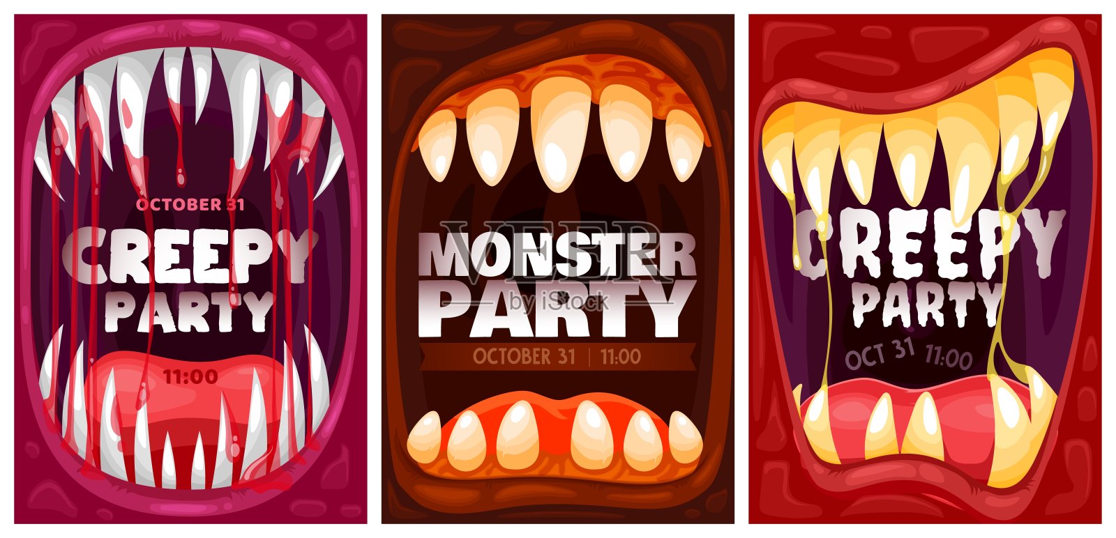 万圣节派对海报怪物吸血鬼血牙设计模板素材