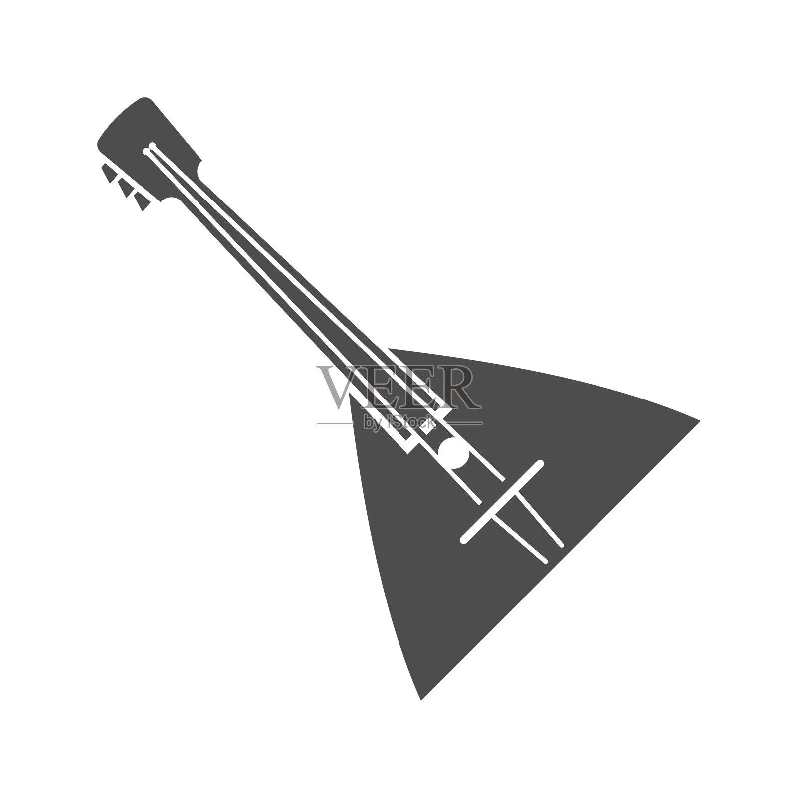 单色简单的三弦琴图标矢量插图。娱乐弦乐器设计元素图片