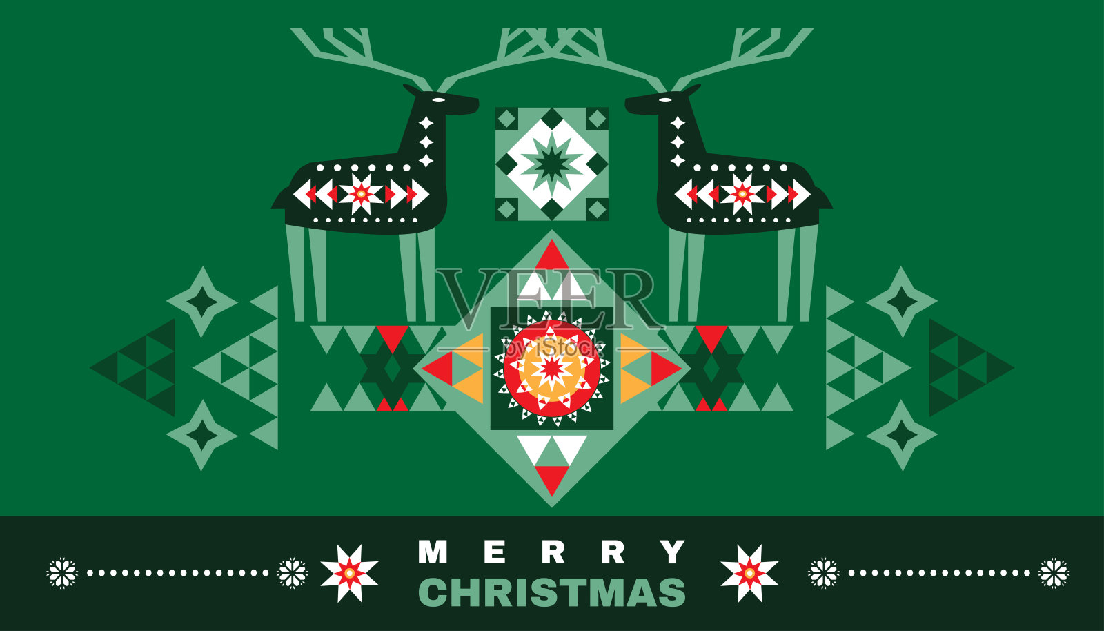 圣诞快乐新年节日网页横幅假日冬季北欧背景插画图片素材