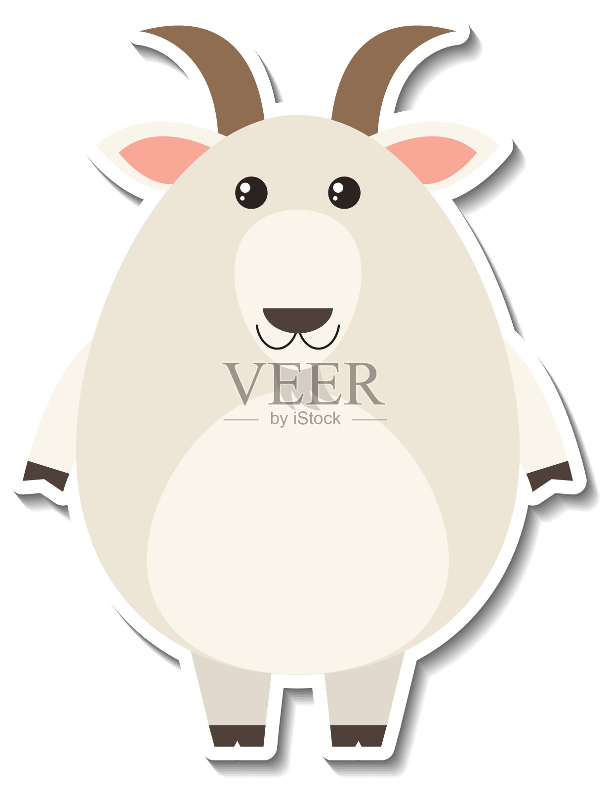 胖乎乎的山羊动物卡通贴纸插画图片素材