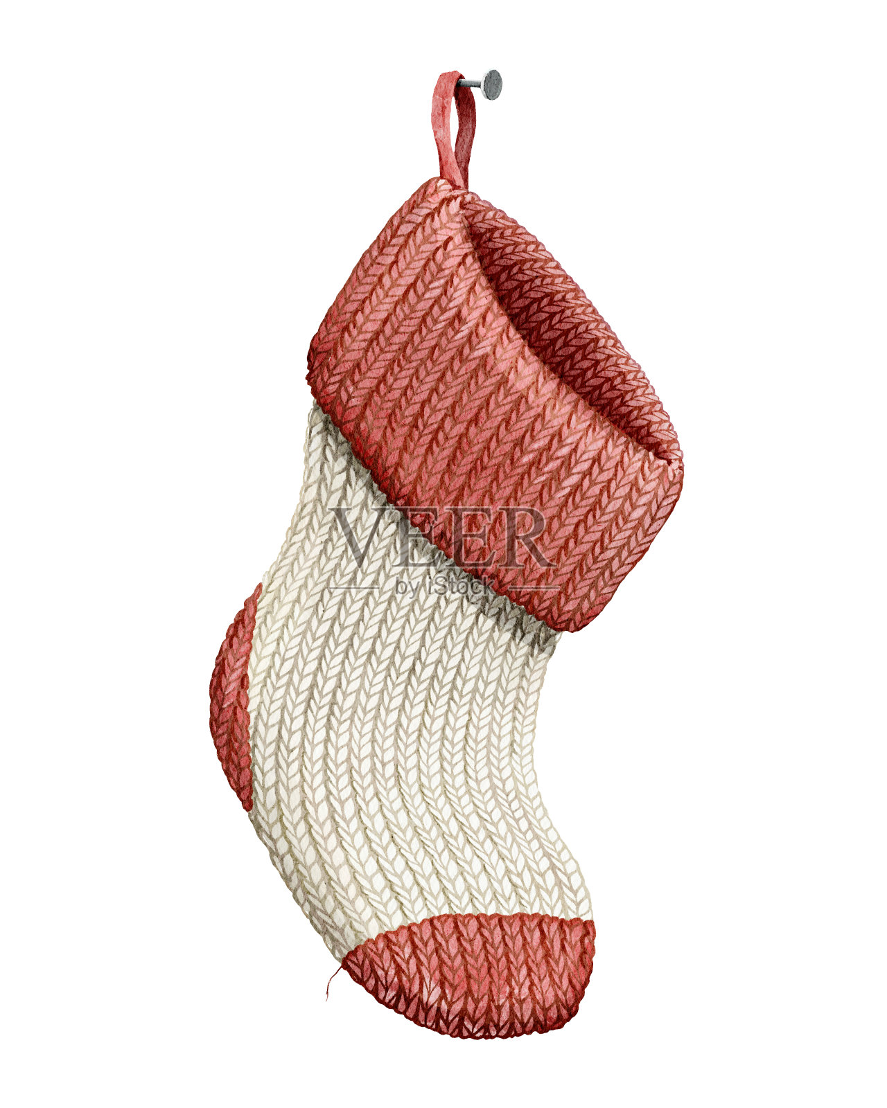 水彩卡通针织圣诞袜设计元素图片
