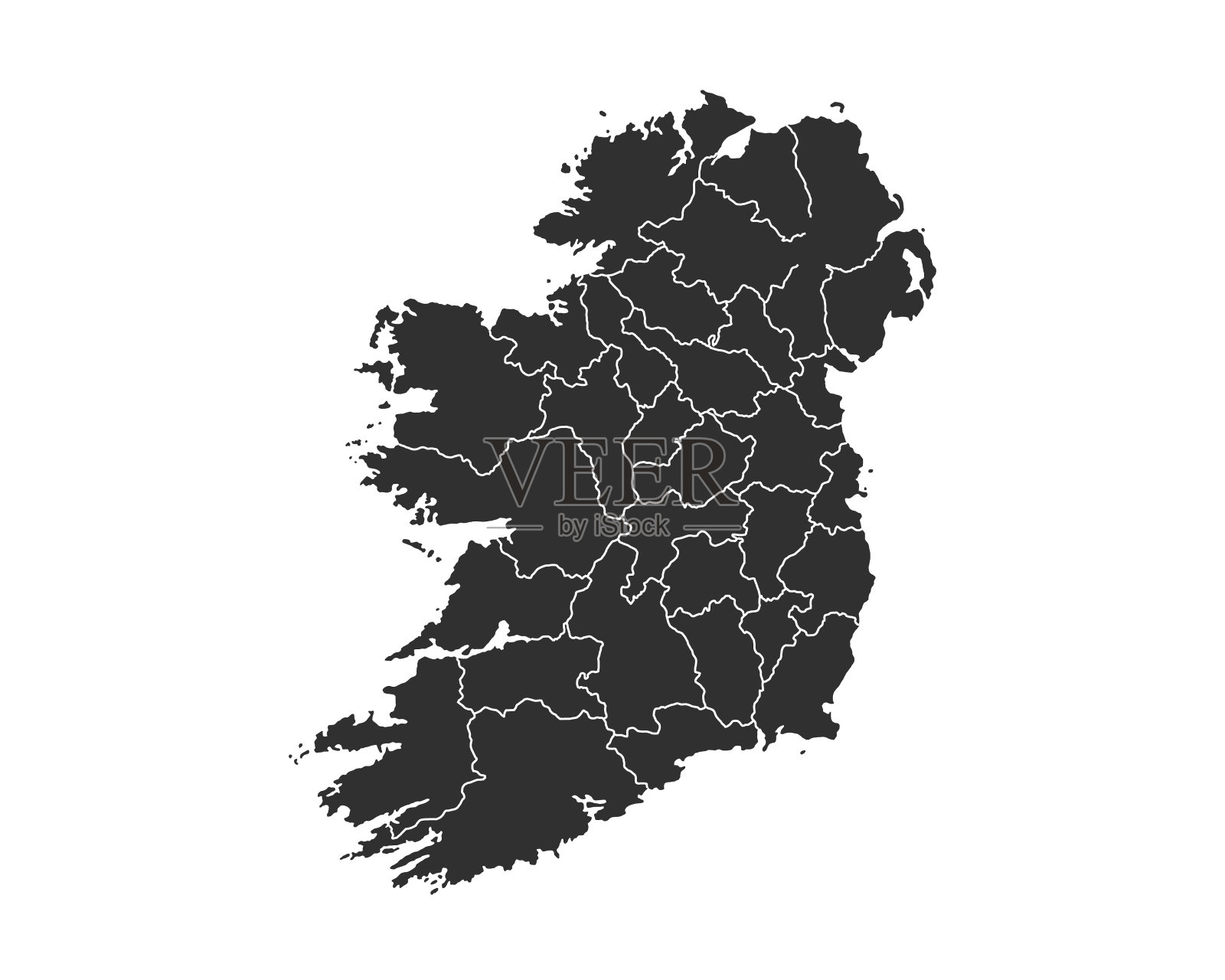 爱尔兰地图背景与省份。爱尔兰地图孤立在白色背景。矢量图插画图片素材