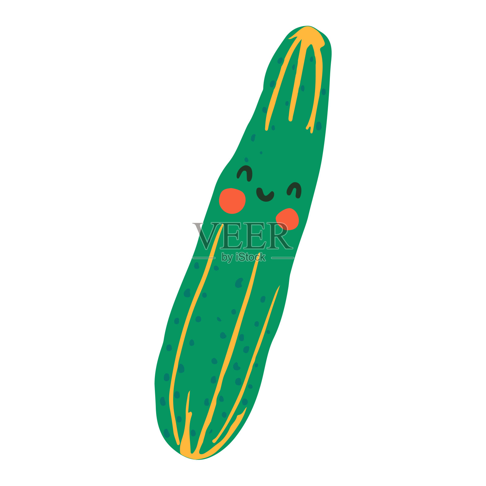 黄瓜组制作在卡通扁平风格。标签市场插画图片素材_ID:161317108-Veer图库