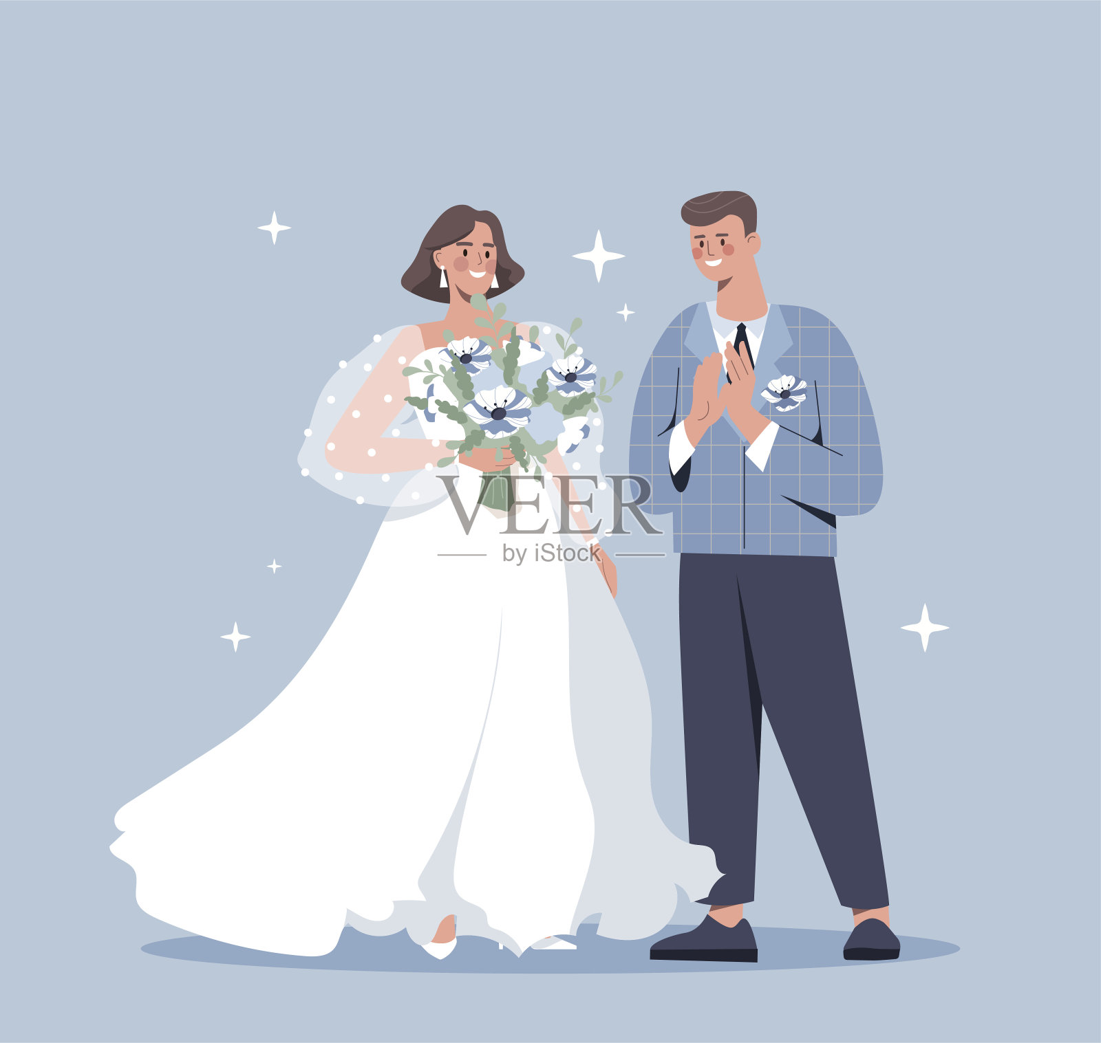 新娘和新郎在婚礼上插画图片素材