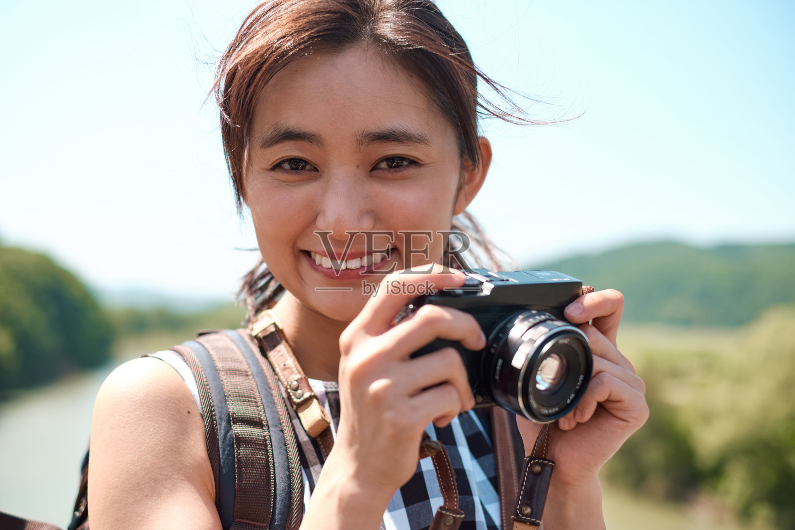 女人北海道旅游照片摄影图片